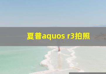 夏普aquos r3拍照